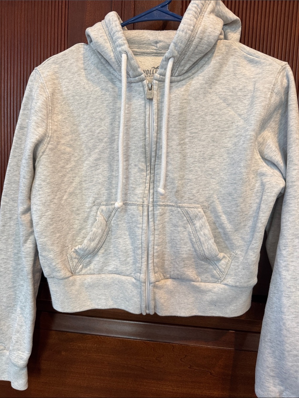 Zip-Up Hooded Jacket in Light Gray